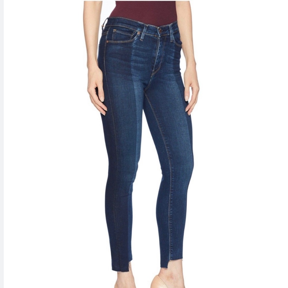 Hudson Barbara Skinny Jeans Raw Hem Two-toned